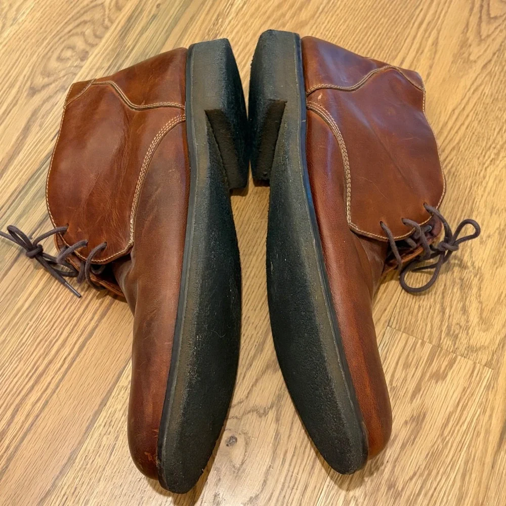 Johnston & Murphy Mens Tan Leather Chukka Boots Memory Foam 14M 25-2022
